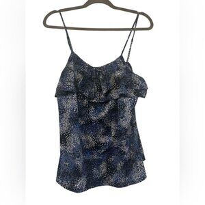 Banana Republic blouse tank polka dot bow size 10 blues‎ navy